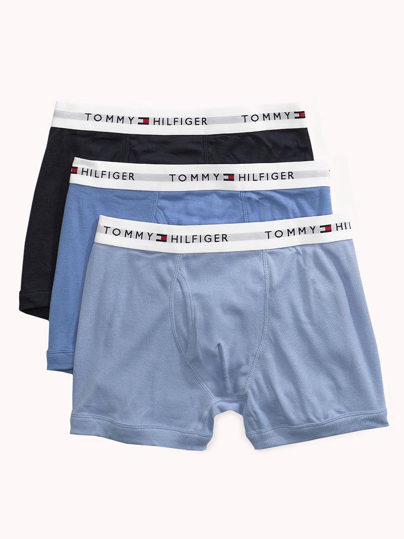 Férfi Tommy Hilfiger Pamut classics trunk 3pk Trunks Kék | HU 1287MQZ